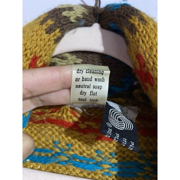 Vtg Cardigan Sweater M Brown Wool 70s Western Fall Bohemian Aztec Cabincore - Picture 6 of 14
